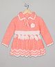 The Sandbox Clothing Co Hand Knitted Full Sleeves Scallop Trimmed Tassel Work Collared Dress - Peach