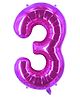 Party Anthem  Number 3 Foil Balloon - Pink