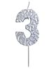 Party Anthem Textured Number 3 Candle - Silver