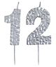 Party Anthem Textured Number 12 Candle - Silver