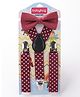 Babyhug Bow and Suspender Set Polka Dots Printed - Maroon