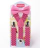 Babyhug Bow and Suspender Set Polka Dots Printed - Dark Pink