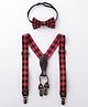 Babyhug Checkered Bow and Suspender Set - Red