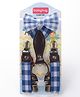 Babyhug Checkered Bow and Suspender Set - Blue