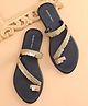 Earthy Touch Premium Ethnic Wear  Chappal Sequined Detailing - Black