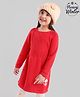 Babyoye Full Sleeves Cable Knit Woolen Dress - Red