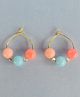 Little Blossom Beaded Hoop Earrings - Peach
