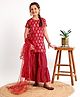 Pine Kids Half Sleeves Choli & Lehenga With Dupatta Set - Red