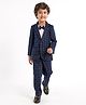 Mark & Mia Full Sleeves Yarn Dyed Checks Party Suit With Bow - Navy Blue & White