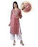 Zelena 100% Cotton Three Fourth Sleeves Zari Embroidery Maternity Nursing Kurta With Palazzo Pant - Red