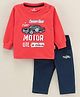 Child World Full Sleeves T-Shirt & Pyjama Set Car Patch - Red