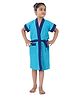 Baby Moo Solid With Piping Kids Half Sleeves Pocket with Waist Belt Bathrobe - Blue