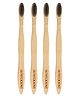 Bentodent Bamboo Toothbrush Slim With Charcoal and Soft Bristles Pack of 4  - Brown 