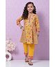 Biba Yellow Cotton Flared Kurta Set Combines Kurta and Bottoms
