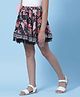 BIBA All Over Floral Printed Wool Flared Skirt - Black