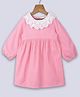 Beebay 100% Cotton Full Sleeves Schiffly Frill Collar Dress - Pink