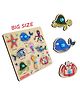 Vworld 3D Large Sea Animal Wooden Shapes Puzzle Multicolour - 9 Pieces