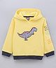 Little Kangaroos Cotton Knit Full Sleeves Hoodie Dino Print - Lemon Yellow