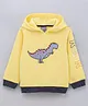 Little Kangaroos Cotton Knit Full Sleeves Hoodie Dino Print - Lemon Yellow