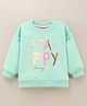 Little Kangaroos Full Sleeves Winter Wear Top Text & Animal Print & Applique - Green