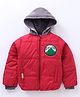 Little Kangaroos Full Sleeves Patched Quilted Hooded Jacket - Red