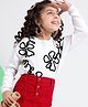 Primo Gino 100% Cotton Full Sleeves Sweater with All Over Plush Embroidery - White