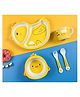 SANISHTH Cartoon Animal Chicken Bamboo Fiber Dinnerware Plate and Bowl Set for Kids Toddler Plate Bowl Cup Spoon Fork Eco Friendly Non Toxic Self Feeding Baby Utensil Set of 5 Pcs - Multicolor