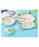 SANISHTH Cartoon Animal Frog Bamboo Fiber Dinnerware Plate and Bowl Set Set of 5 - Green