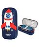 SANISHTH Cute Cartoon Pencil Case for Kids Big Capacity Canvas Kawaii Pencil Pouch with Zipper Waterproof & Durable Compartment Large Storage Pencil Bag - Blue