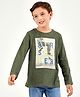 Primo Gino Full Sleeves T-Shirt Placement Print - Green