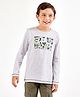 Primo Gino Full Sleeves T-Shirt Text Print - Grey Melange