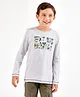 Primo Gino Full Sleeves T-Shirt Text Print - Grey Melange