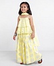 Saka Designs  Singlet Layered Choli & Lehenga With Dupatta Foil Print - Light Yellow
