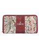 The Clownfish Aria Collection Tapestry Fabric & Faux Leather Zip Around Style Wallet With Card Holders - Beige 