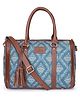The Clownfish Lorna Printed Handicraft Fabric Handbag - Blue
