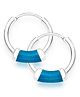 Taraash 925 Sterling Silver Enamel Hoop Earrings - Blue Silver
