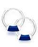 Taraash 925 Sterling Silver Enamel Hoop Earrings - Dark Blue Silver