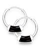 Taraash 925 Sterling Silver Enamel Hoop Earrings - Black Silver