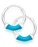 Taraash 925 Sterling Silver Enamel Hoops Earrings - Blue Silver