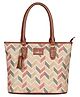 The Clownfish Percy Printed Handicraft Fabric Handbag - Cream 