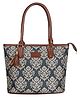 The Clownfish Percy Printed Handicraft Fabric Handbag for Women Office Bag Ladies Shoulder Bag Tote for Women College Girls (Grey)