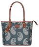 The Clownfish Percy Printed Handicraft Fabric Handbag for Women Office Bag Ladies Shoulder Bag Tote for Women College Going Girls (Ash Grey)