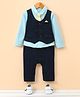 Mark & Mia Full Sleeves Party Romper with Tie - Blue