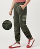 Arias Cotton Terry Looper Knit Jogger With Print Detail -Olive