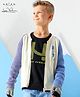 Arias Cotton Brushed knit Color block sweatshirt with emroidery -Multicolor