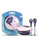 Baybee Baby Feeding Bowl with Lid Suction Cup Spoon & Fork Set - Pink