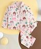 babywish 100% Cotton Full Sleeves All Over Farm Printed Night Suit - Pink