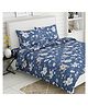 Haus & Kinder Cotton Printed Flat Bedsheet  Navy Blue