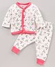 Bodycare Anti Bacterial Full Sleeves Thermal Vest & Lounge Pant Bunny Print - Off White