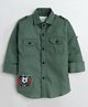 Polka Tots Full Sleeves Football Printed Cargo Shirt - Green